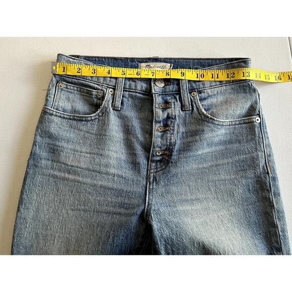 Madewell Jeans Women 24 Blue Denim Cali Demi Boot Exposed button fly Pants - Picture 7 of 14